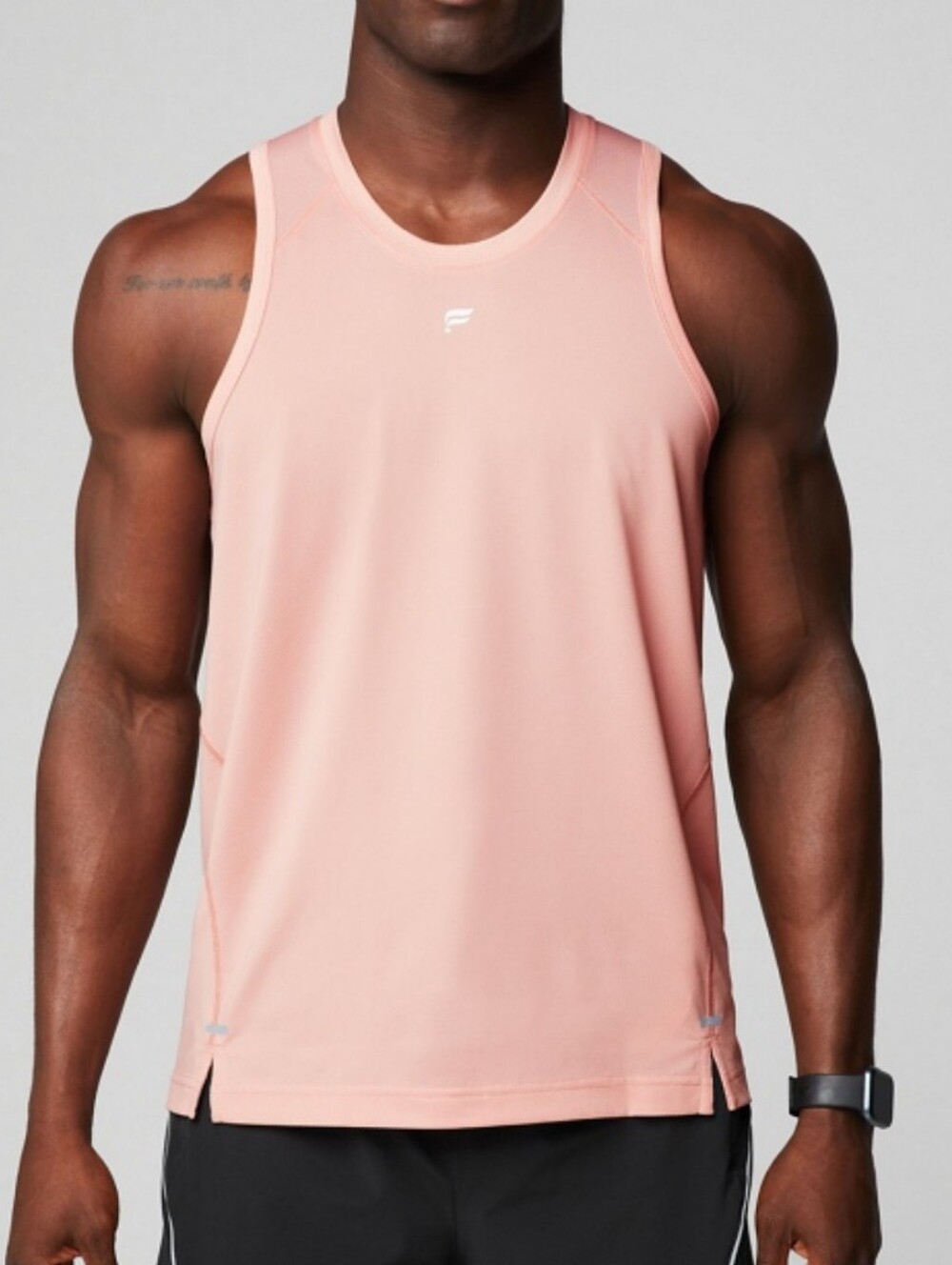 Fabletics O2 Tank Top Mens Large Pink Stretch Moisture-Wicking Performance Gym